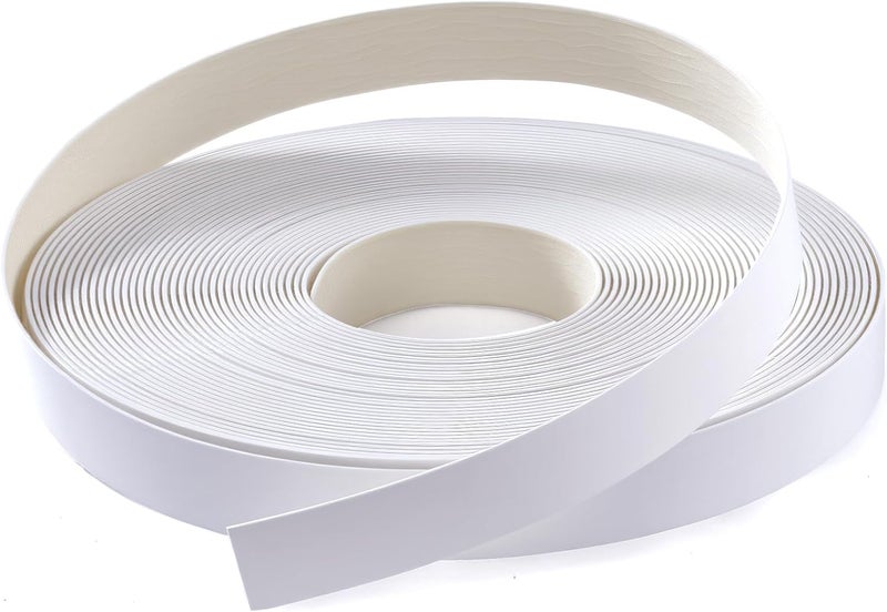 FAKILO PVC Edge Banding 7/8 inch x 50ft Veneer Edge Banding White with Hot Melt Adhesive Pre - glued Iron on Edging Tape Trim for Cabinet Plywood Repairs and Furniture Restoration - Image 1